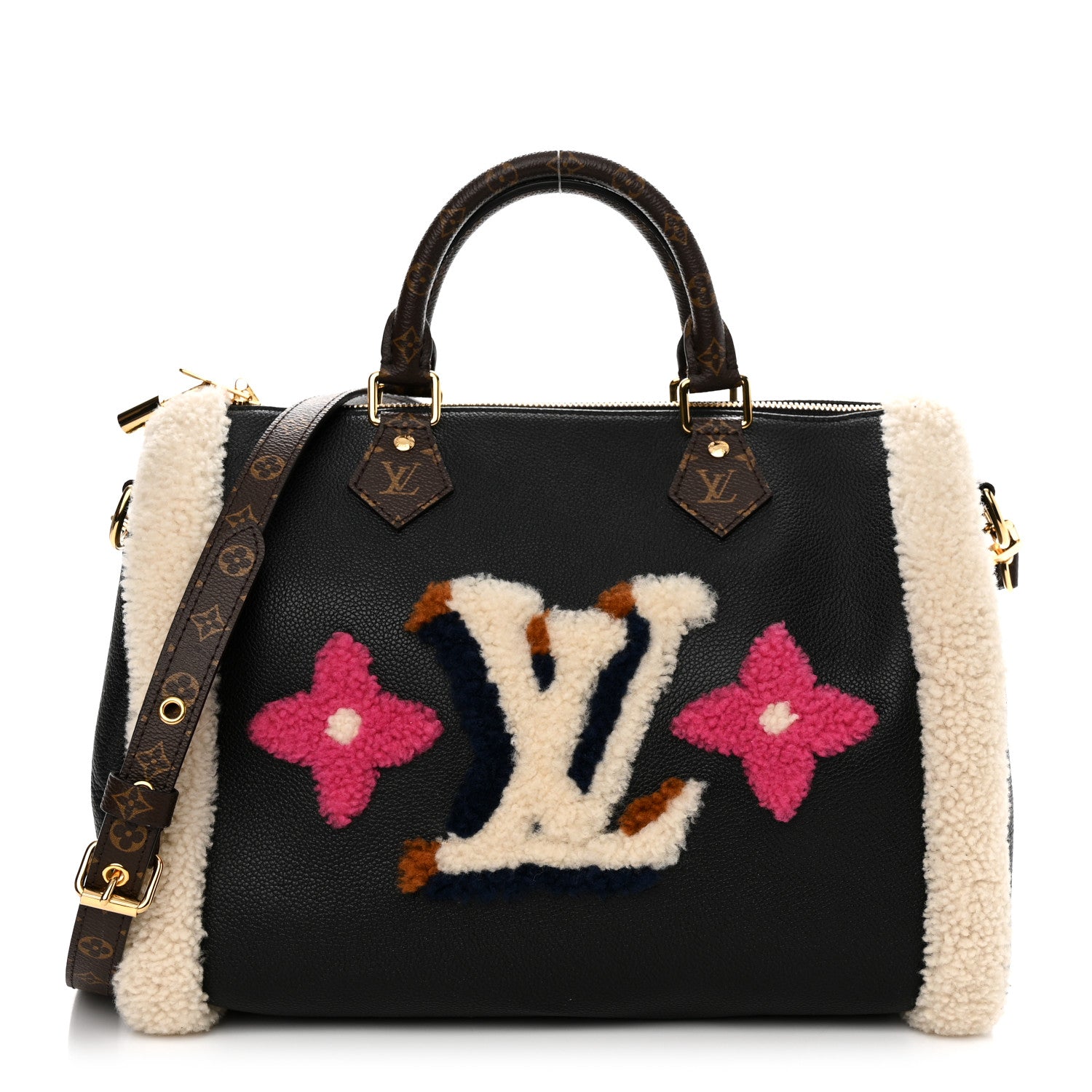 Louis Vuitton Calfskin Monogram Teddy Speedy Bandouliere 30 Black 1 of 10