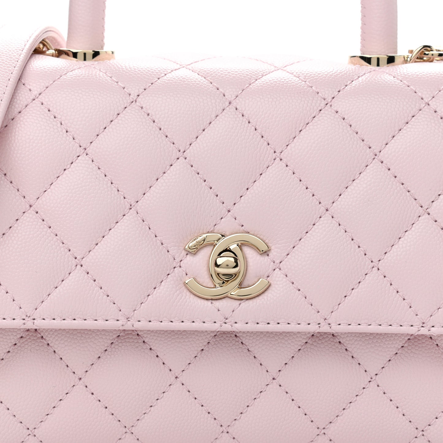 Caviar Quilted Mini Coco Handle Flap Light Pink