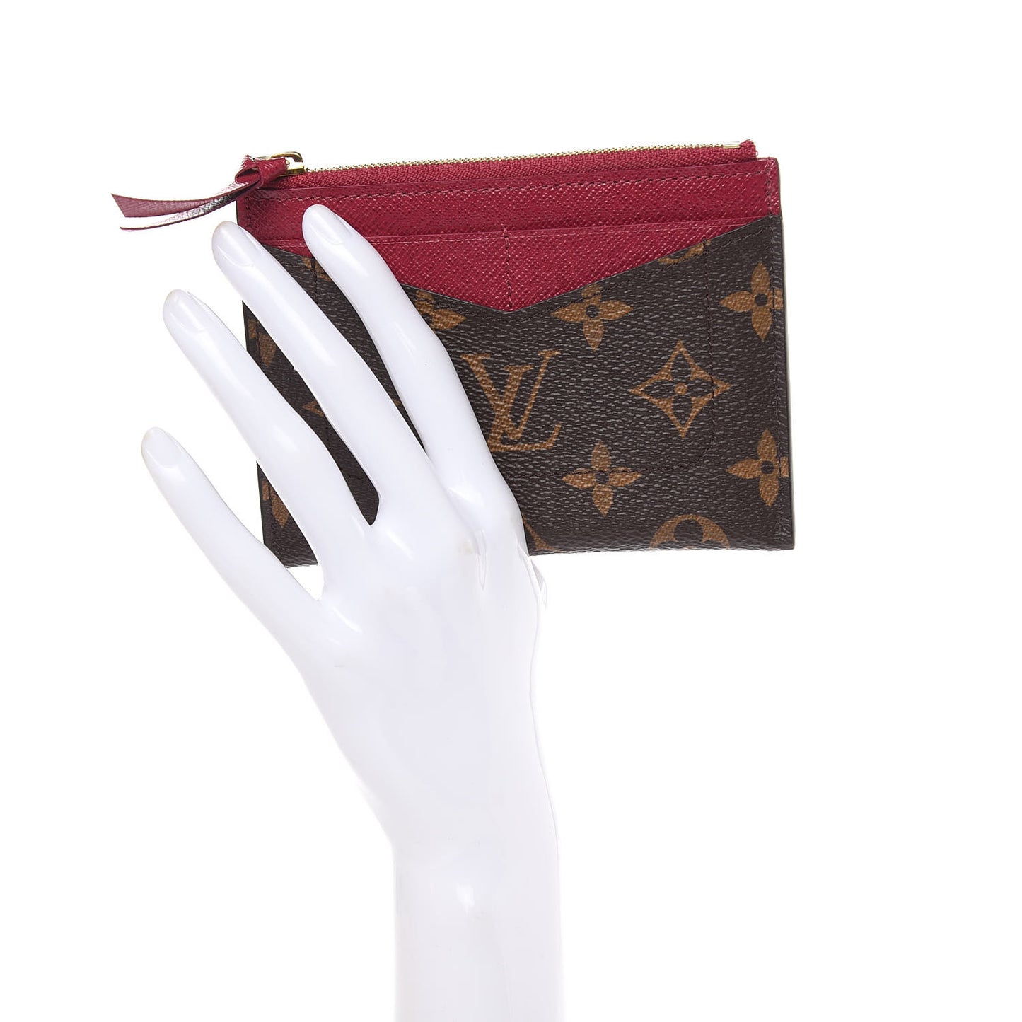 Monogram Zipped Card Holder Fuchsia