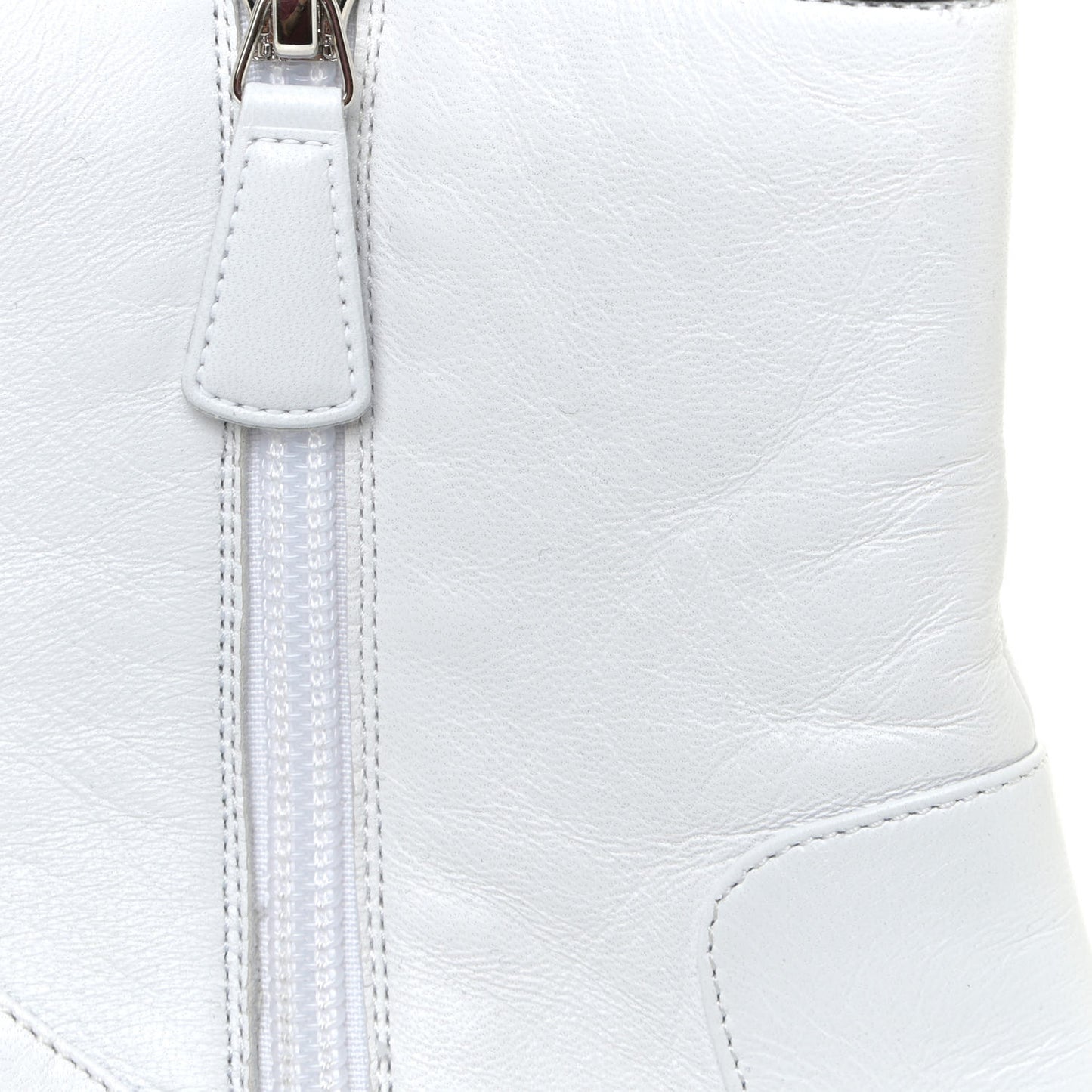 Lambskin Grosgrain CC Cap Toe Short Boots 40 White Black