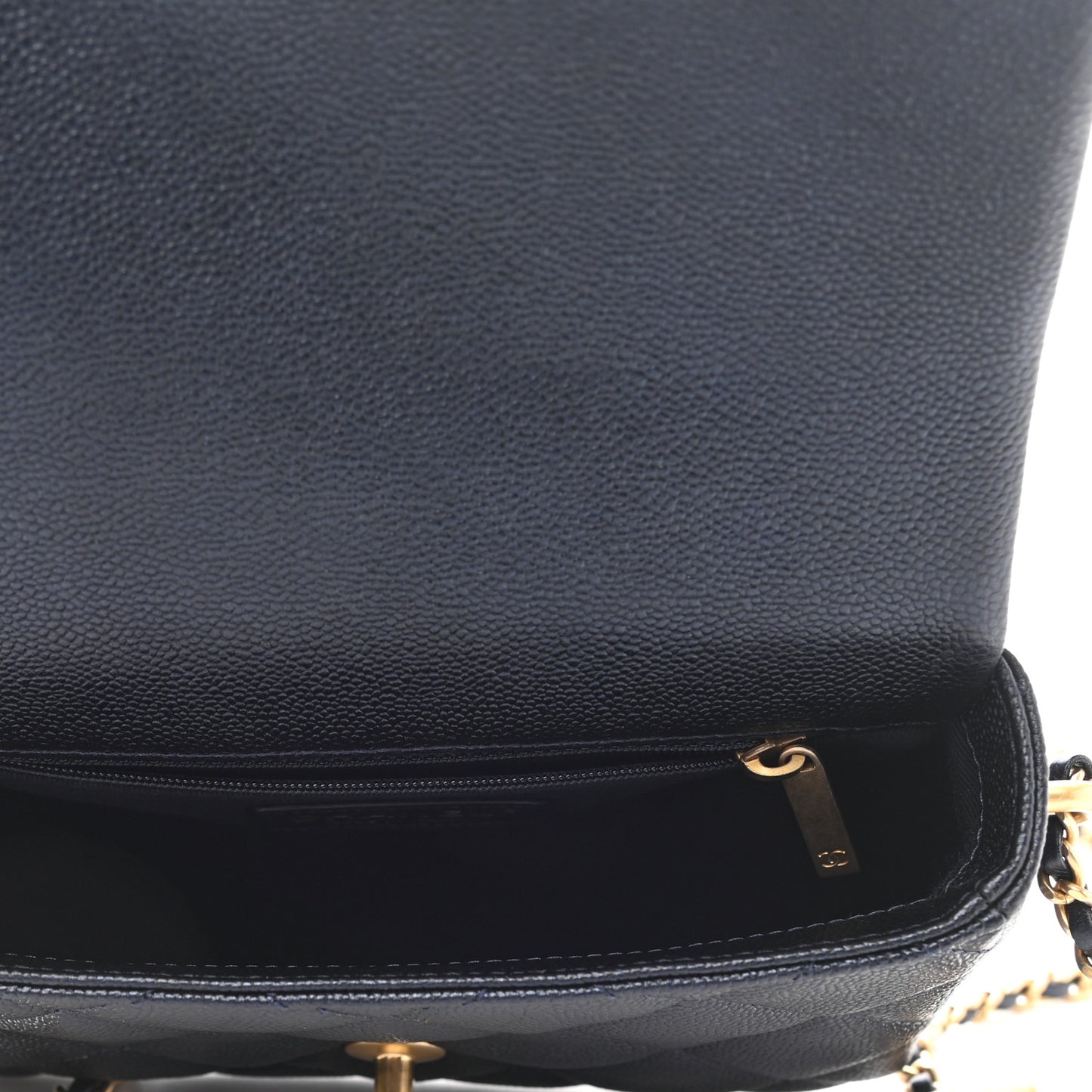 Iridescent Caviar Quilted Mini My Perfect Flap Dark Blue
