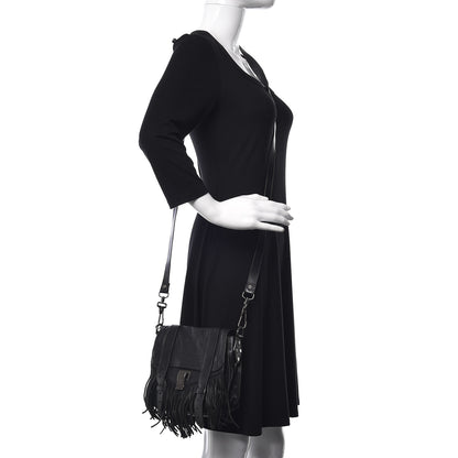 Proenza Schouler Lambskin Fringe PS1 Crossbody Pouch Black 2 of 11