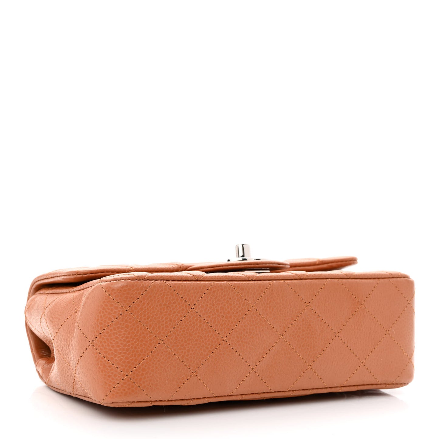 Caviar Quilted Mini Rectangular Flap Light Brown