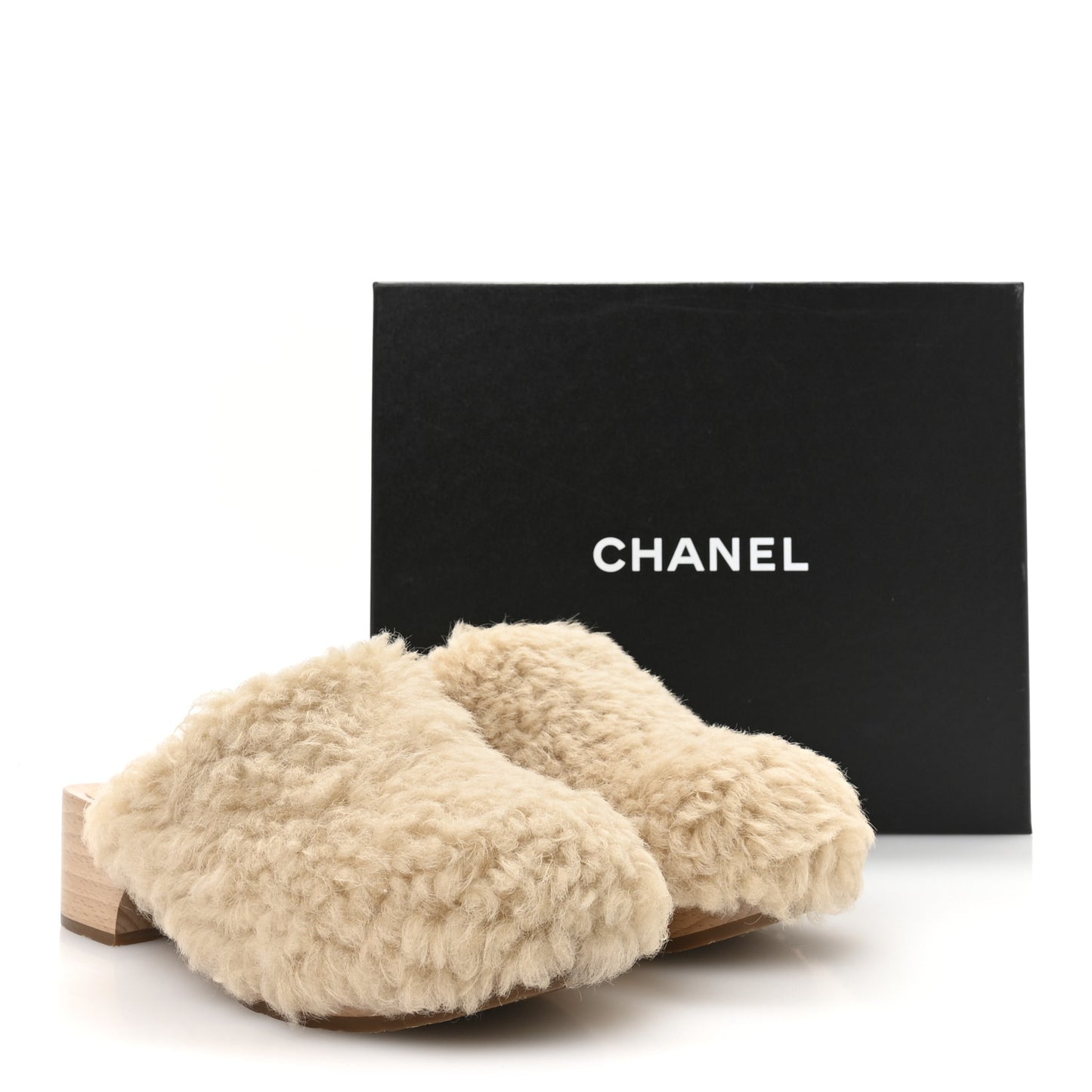 Shearling Lambskin Clogs 38 Beige