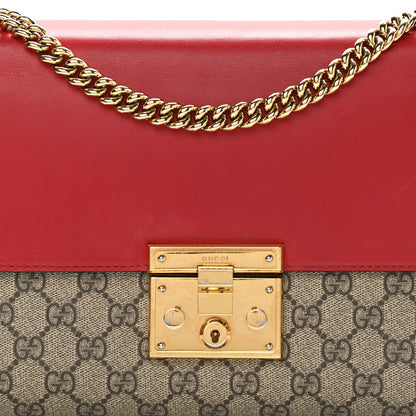 Gucci GG Supreme Monogram Calfskin Medium Padlock Shoulder Bag Beige Hibiscus Red New Rosette 8 of 12