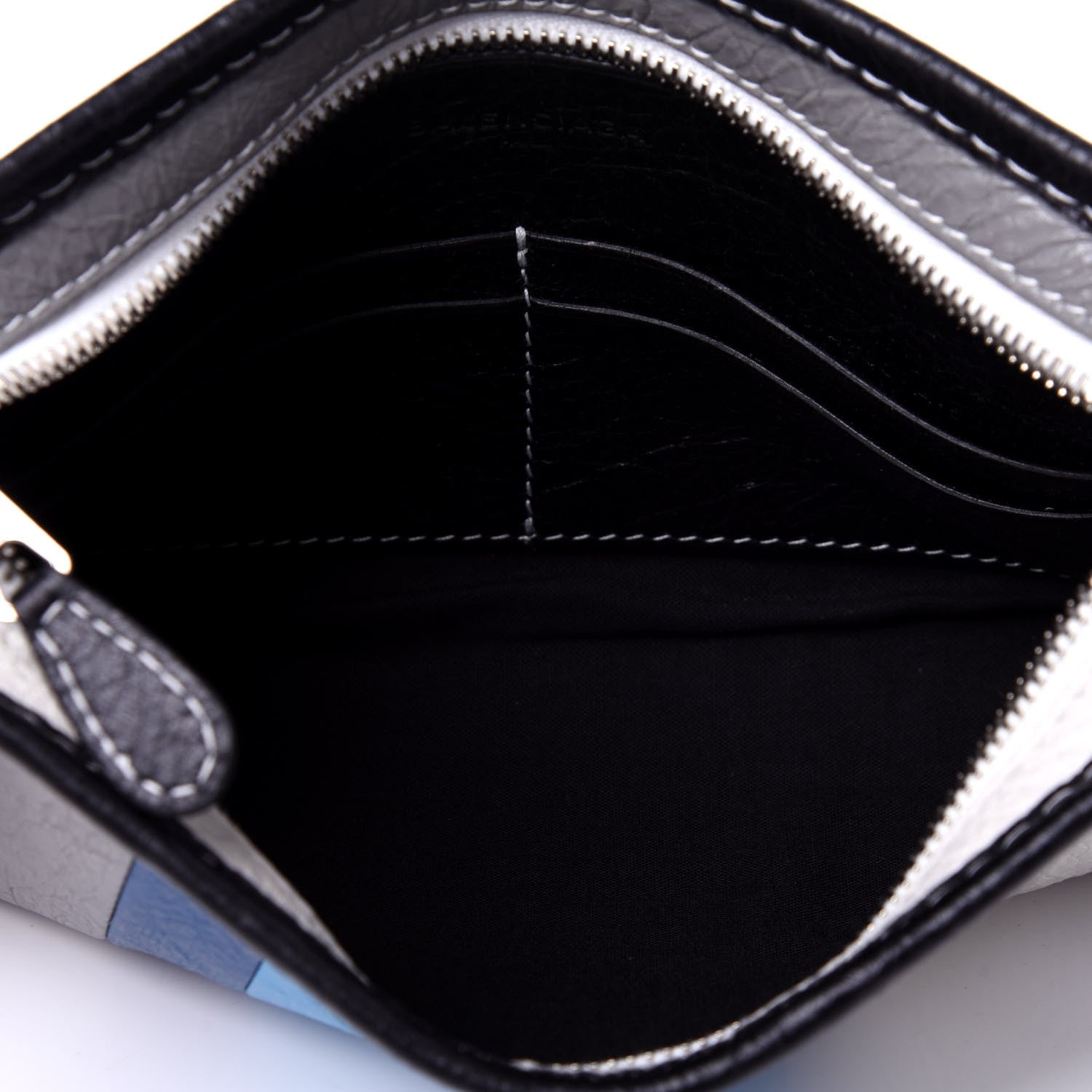 Balenciaga Veau Arena Multicolore Bazar Strap Clutch Bleu Gris White Black 6 of 17