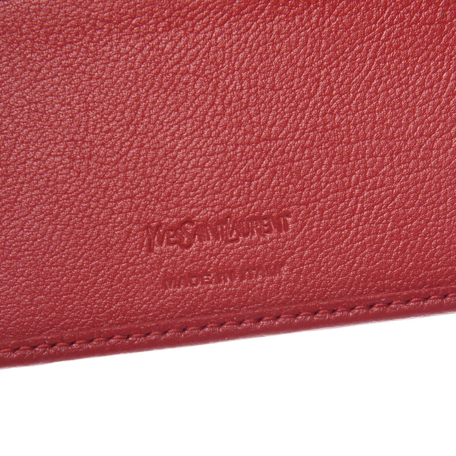 Saint Laurent Calfskin Compact Wallet Red 6 of 7