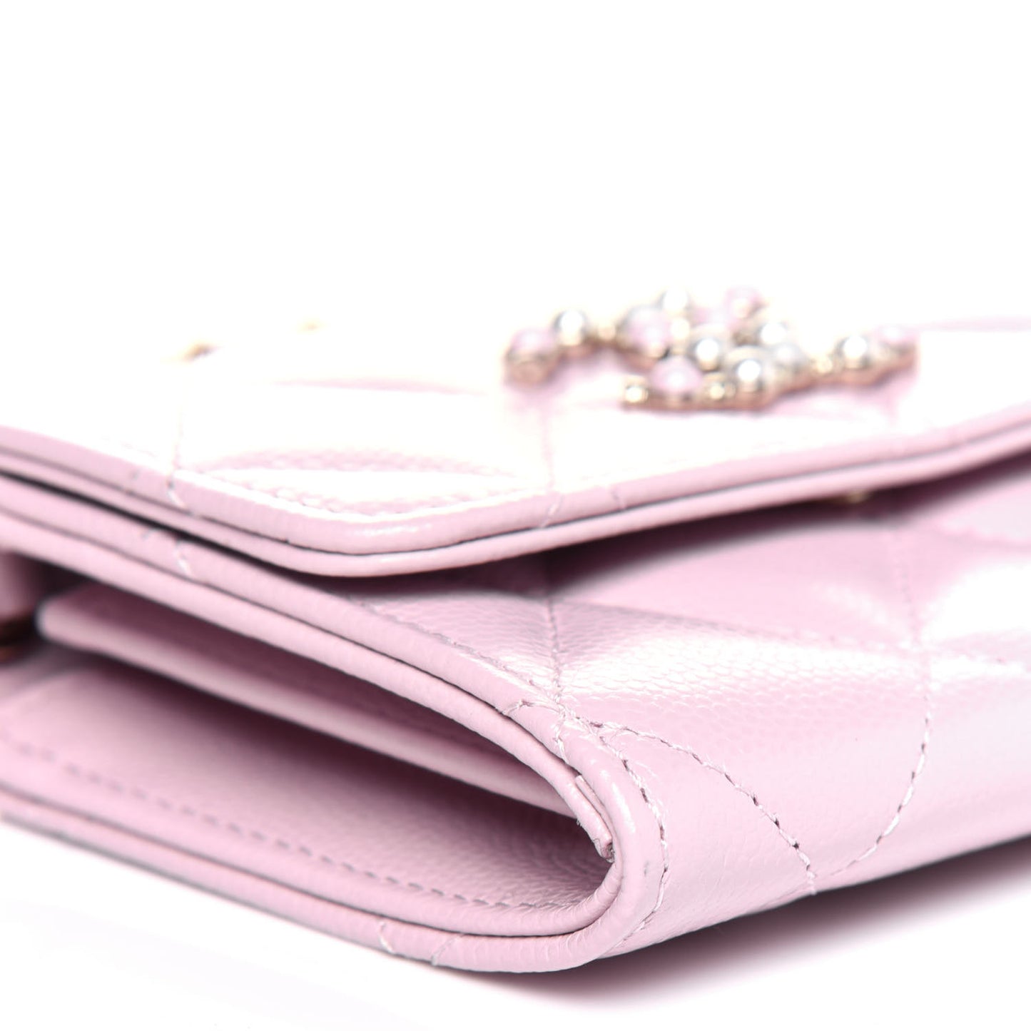 Caviar Quilted Coco Candy Card Holder On Chain Light Pink