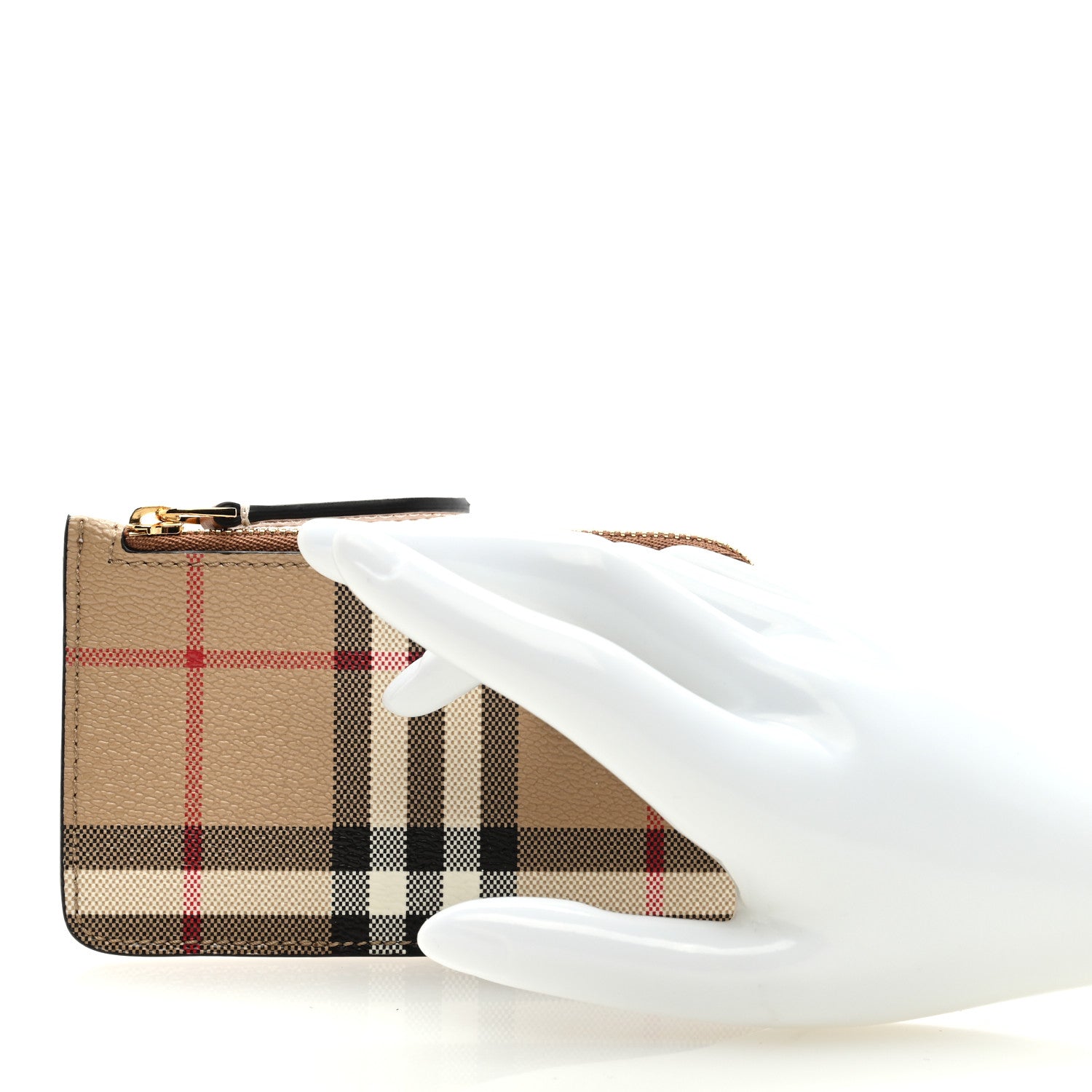 Burberry Check Calfskin Zip Card Case Holder Archive Beige 2 of 6