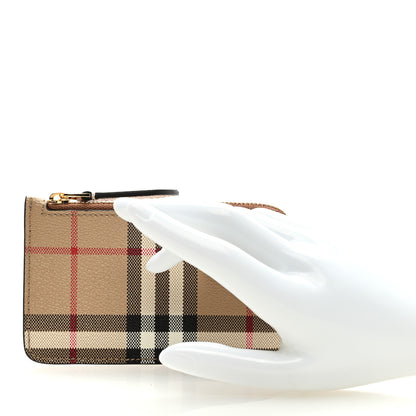 Burberry Check Calfskin Zip Card Case Holder Archive Beige 2 of 6
