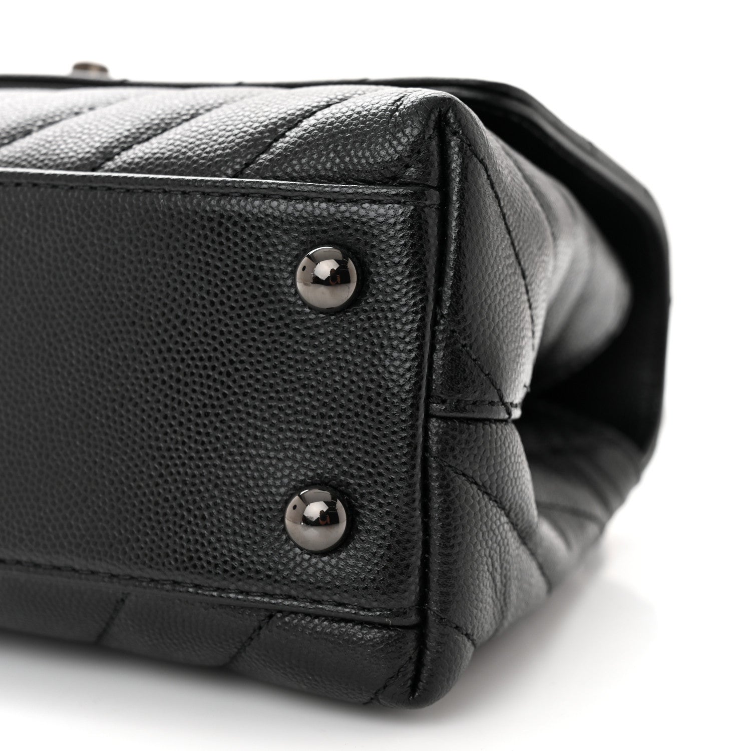 Chanel Caviar Chevron Quilted Mini Coco Handle Flap So Black 10 of 11