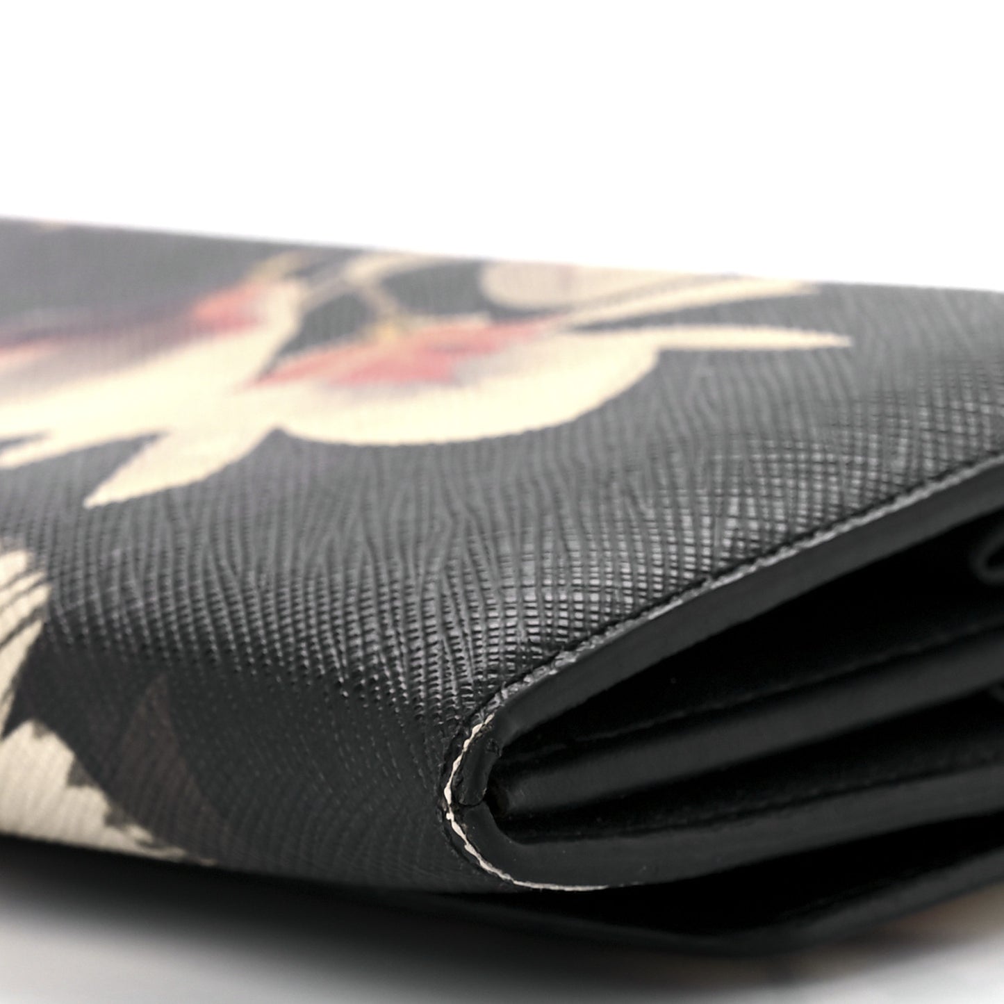Textured Coated Canvas Magnolia and Moth Flap Wallet Black