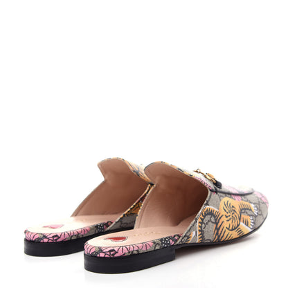 Gucci GG Supreme Monogram Bengal Womens Princetown Slippers 39.5 Beige Crop Pink 4 of 11
