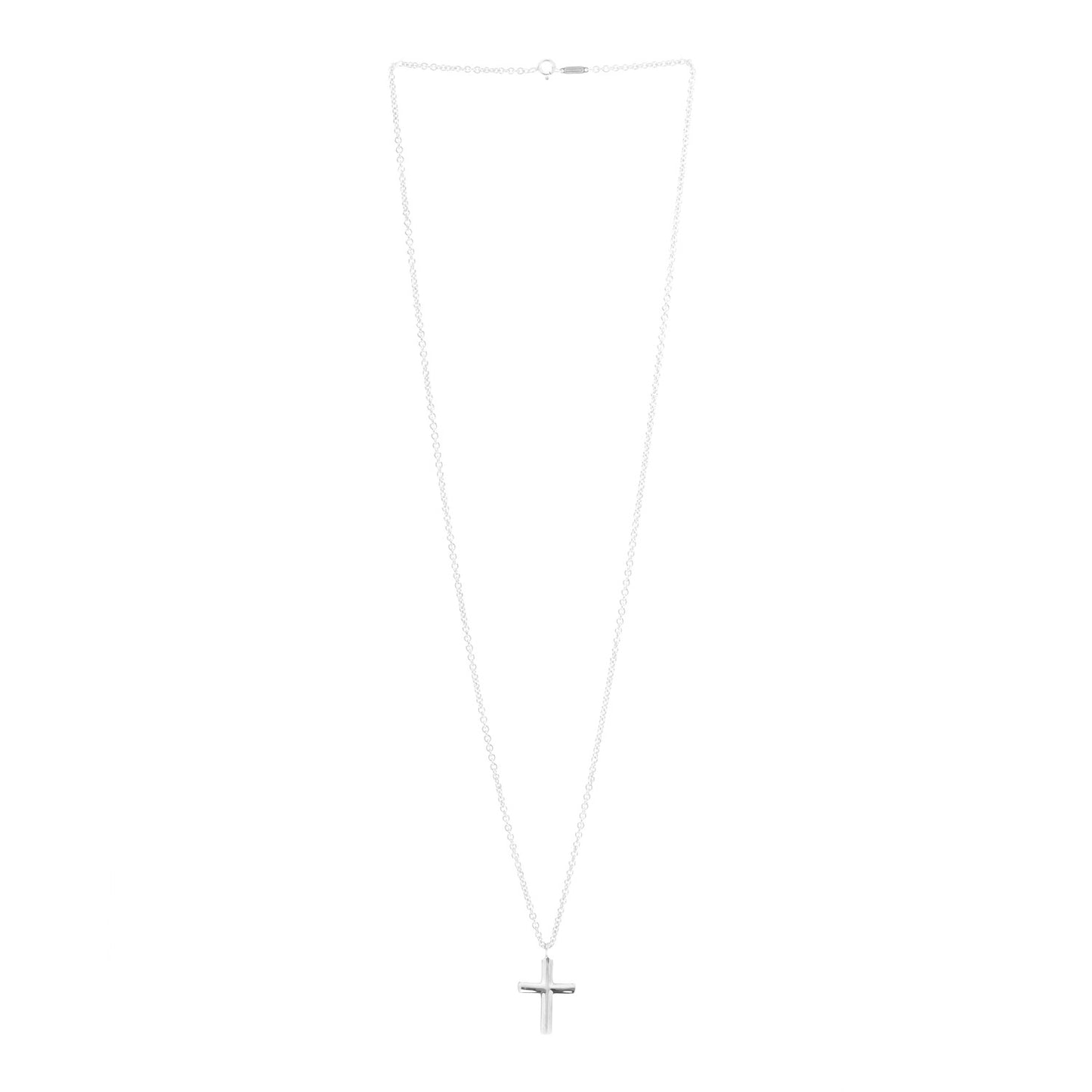 Sterling Silver Concave Cross Pendant Necklace
