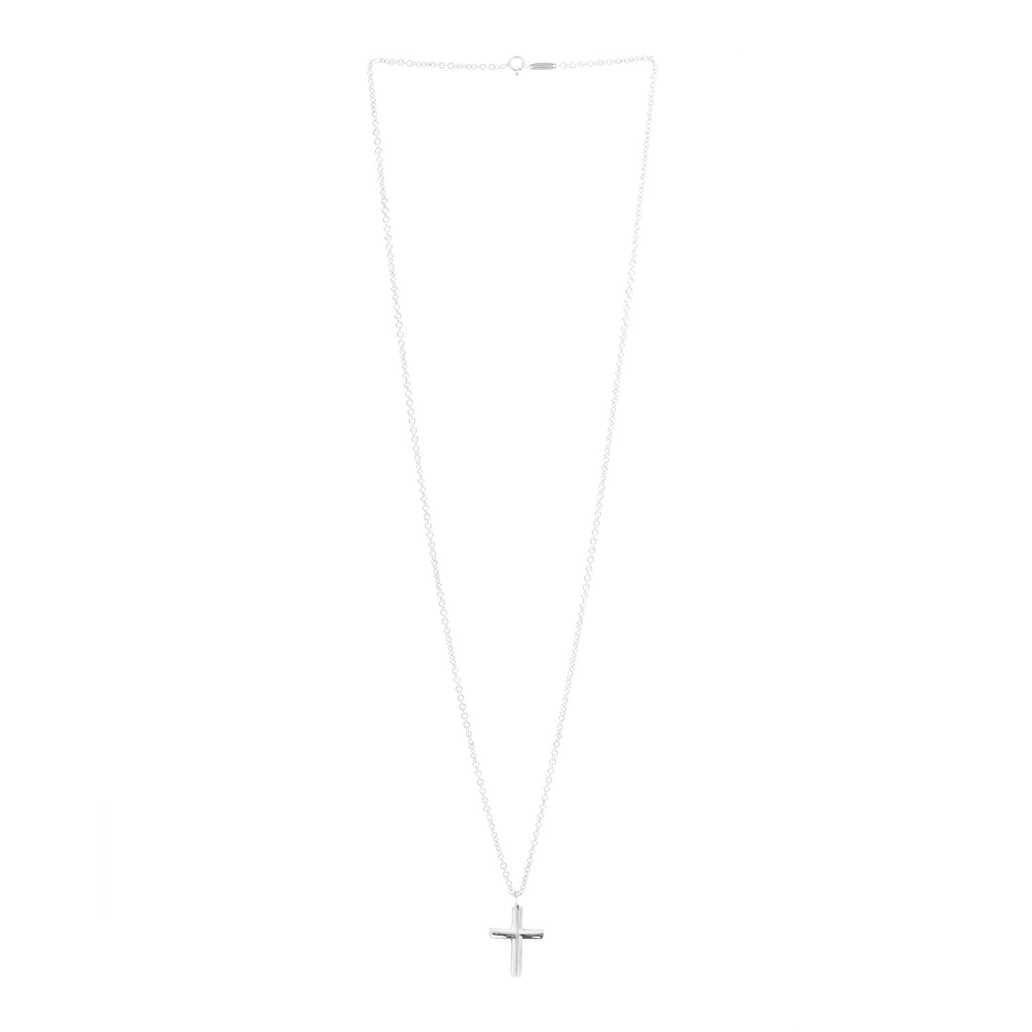 Tiffany Sterling Silver Concave Cross Pendant Necklace 3 of 5