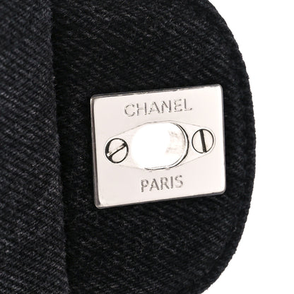 Chanel Denim Quilted CC Print Jumbo Single Flap Black 8 of 12