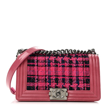 Chanel Patent Tweed Medium Boy Flap Fuchsia 1 of 12