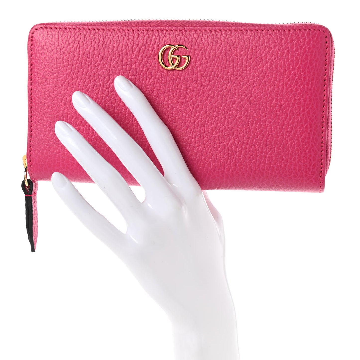 Dollar Calfskin GG Marmont Zip Around Wallet Box Pink
