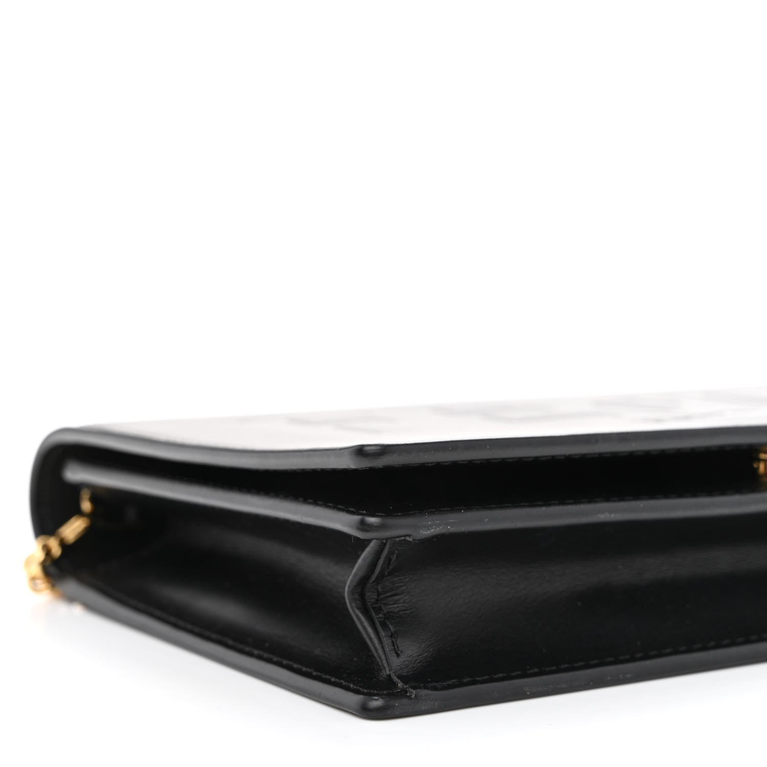 Fendi Vitello King Tamponato Logo Embossed Medium Wallet On Chain Black 9 of 10