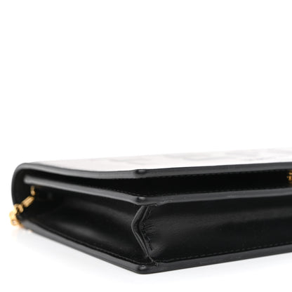 Fendi Vitello King Tamponato Logo Embossed Medium Wallet On Chain Black 9 of 10