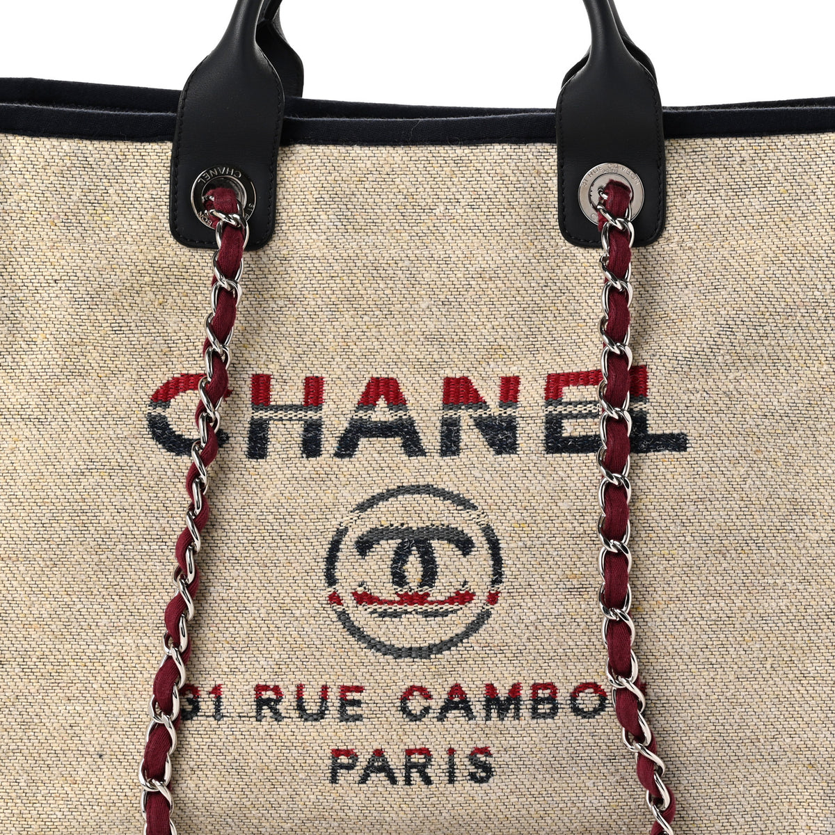 Chanel Striped Canvas Medium Deauville Tote Beige 8 of 10
