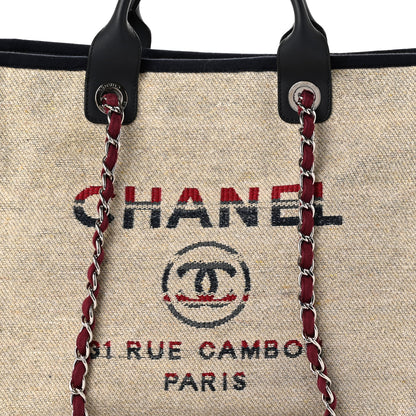 Chanel Striped Canvas Medium Deauville Tote Beige 8 of 10