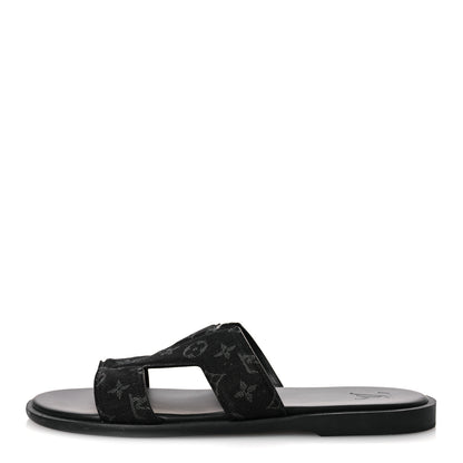 Louis Vuitton Monogram Denim Mens LV Oasis Mules 9.5 Black 1 of 11