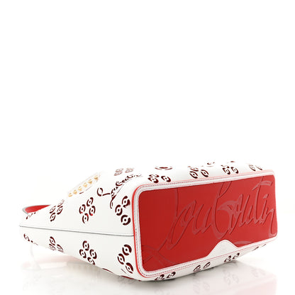 Christian Louboutin Calfskin Loubinthesky Small Perforated Cabarock Spikes Tote Snow 4 of 9