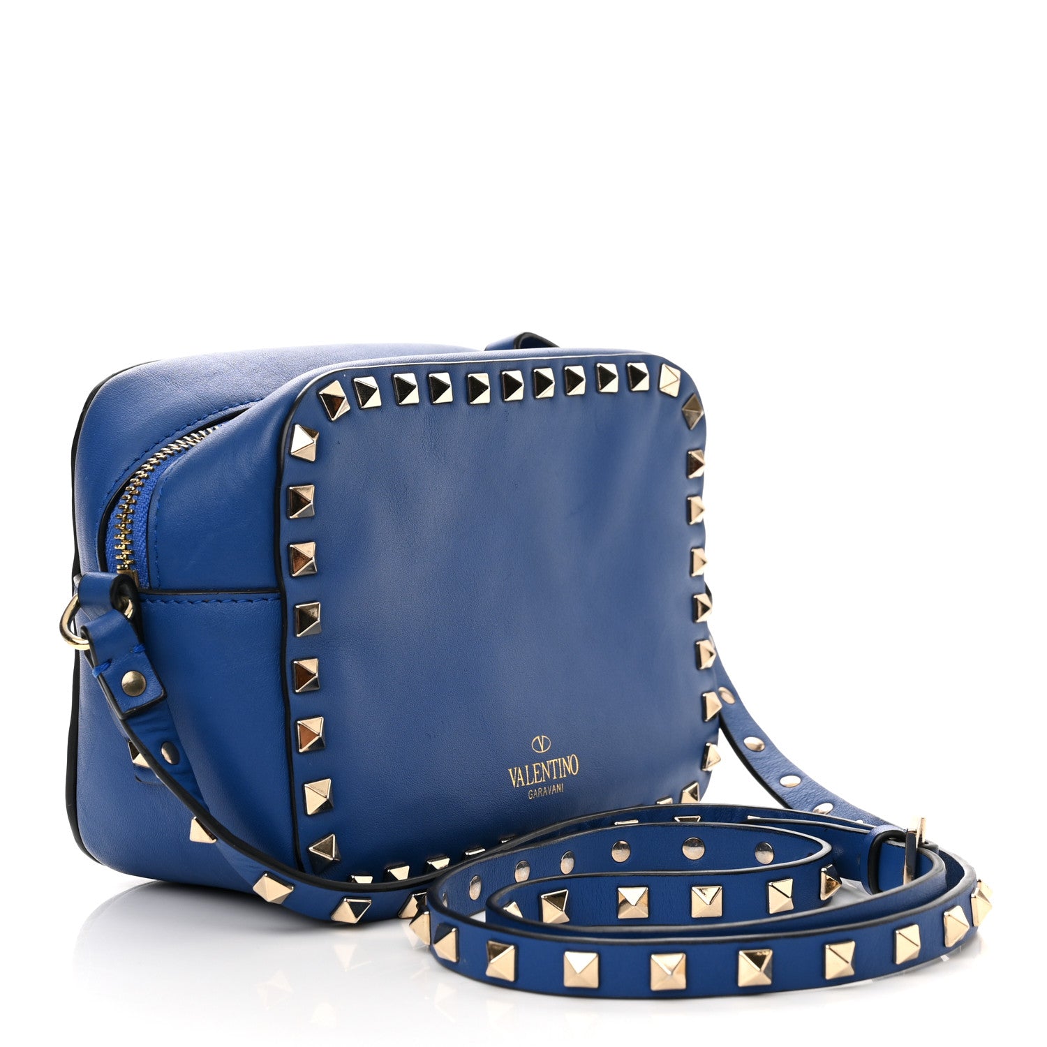 Valentino Garavani Calfskin Rockstud Camera Crossbody Bag Light Sapphire 3 of 9