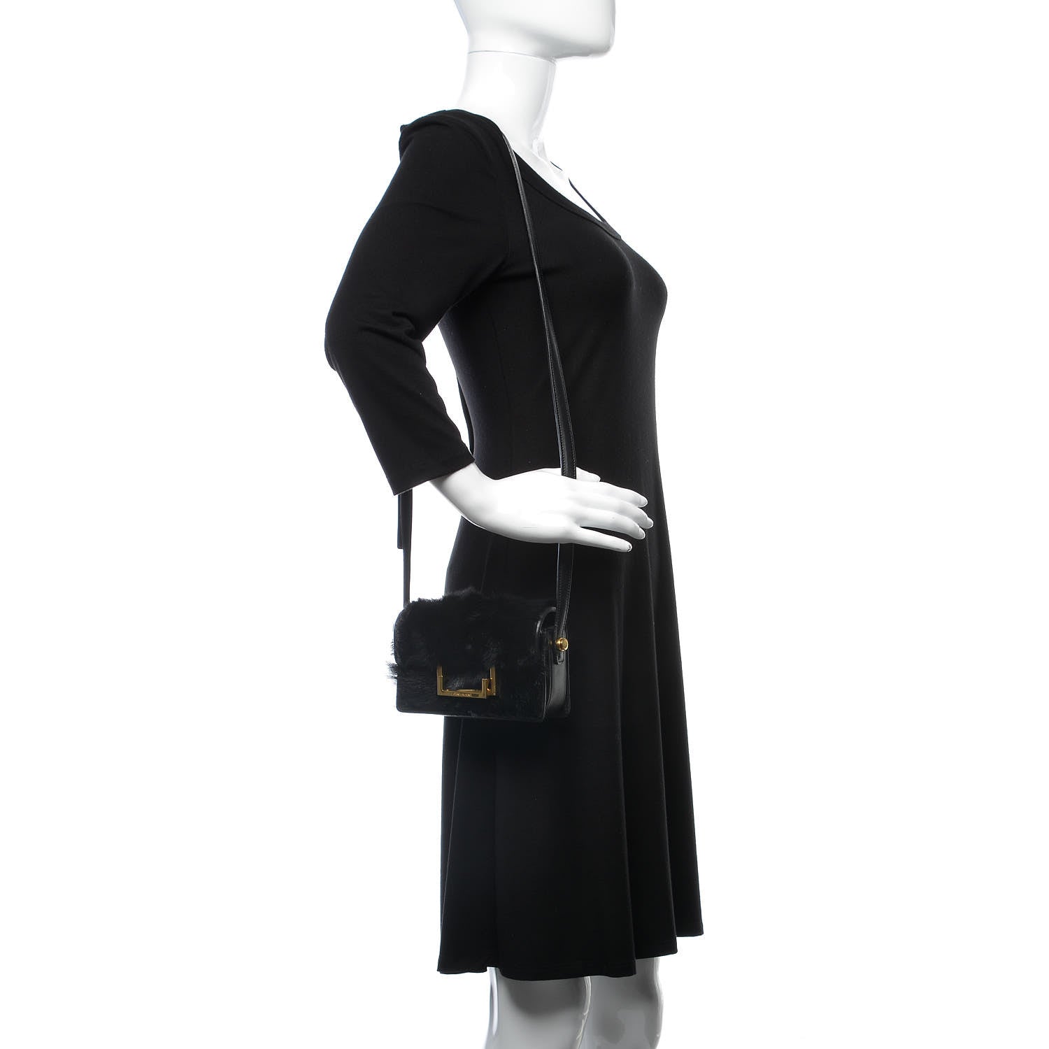 Saint Laurent Calfskin Pony Hair Small Lulu Shoulder Bag Black 2 of 9