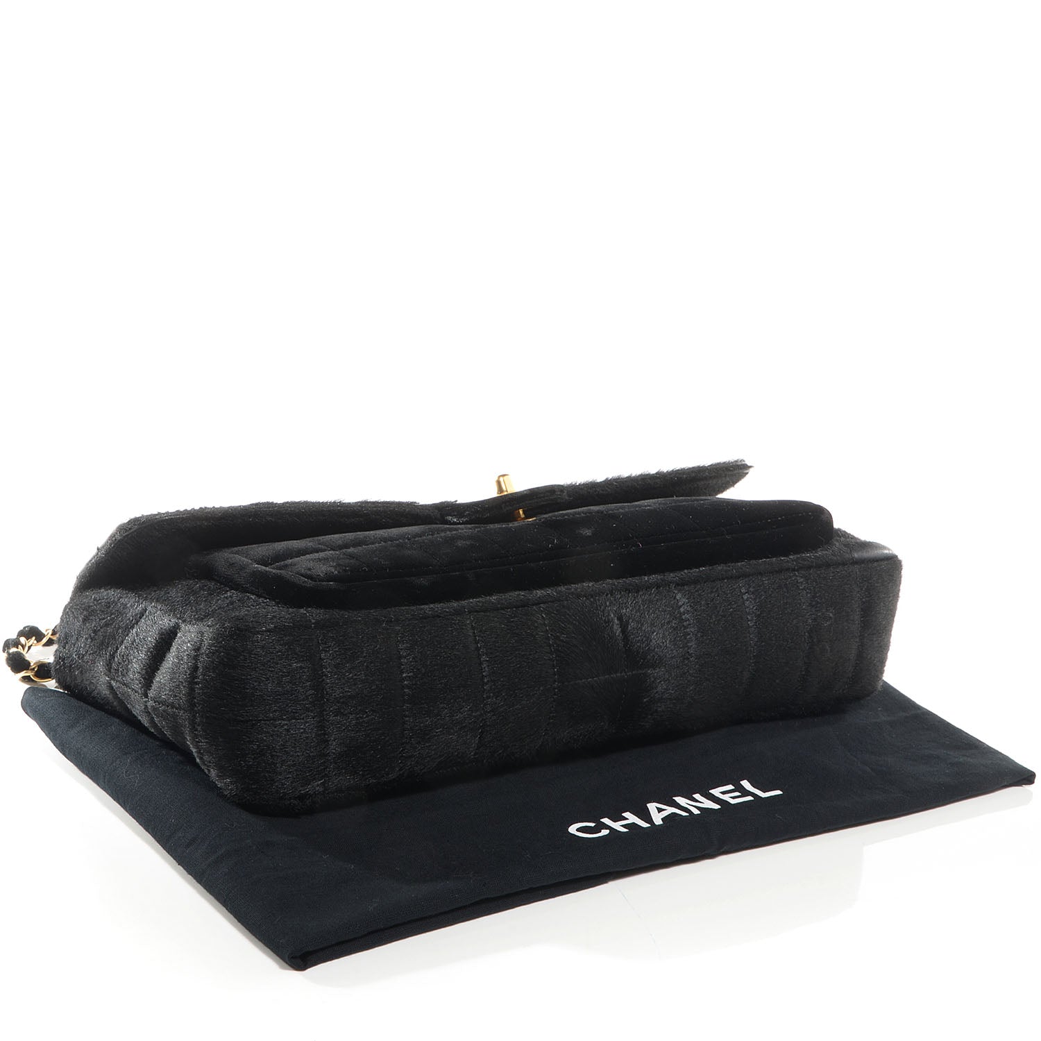 Chanel Pony Hair Velvet Chocolate Bar Flap Black 4 of 9