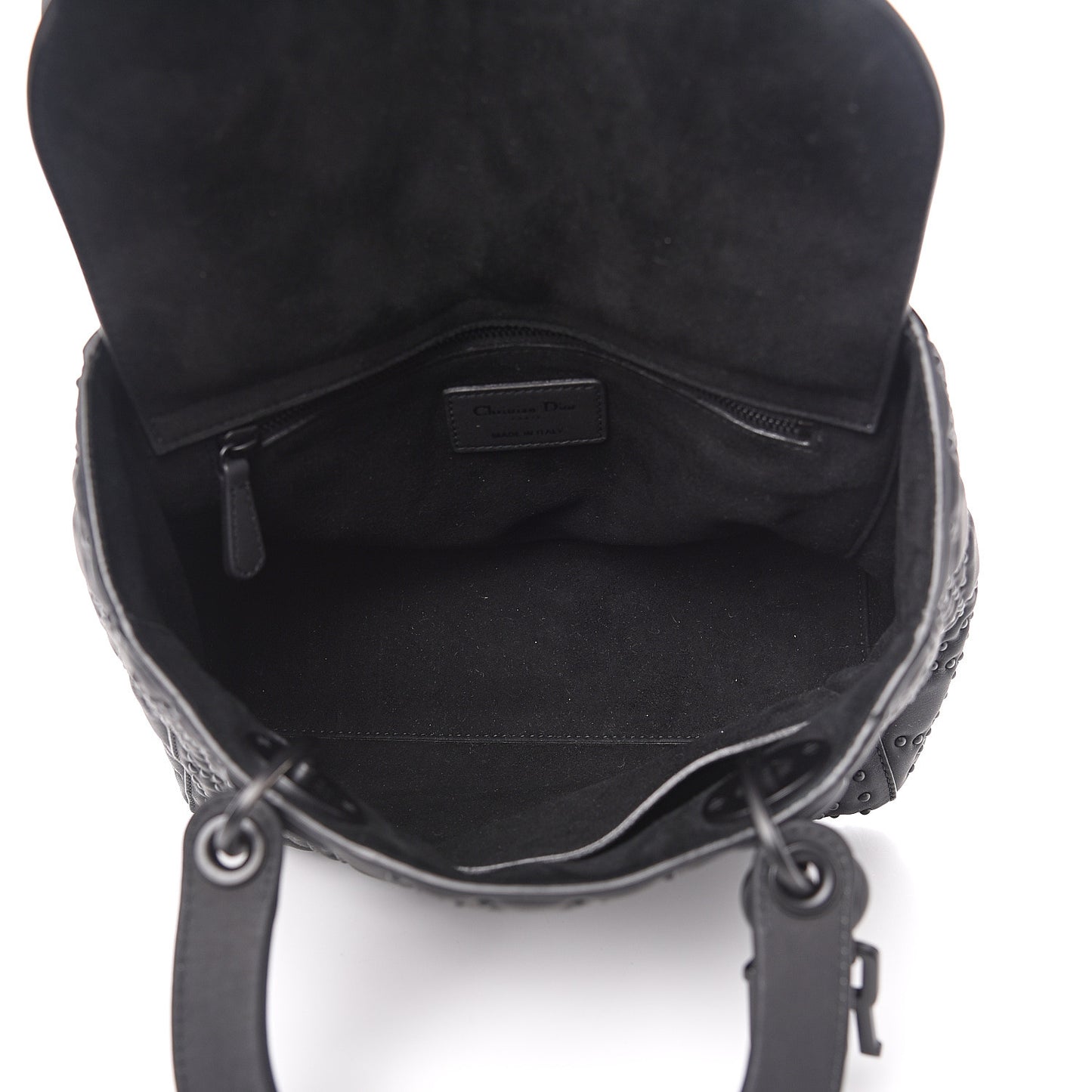 UItra Matte Calfskin Cannage Studded Medium Supple Lady Dior Black