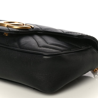 Gucci Calfskin Matelasse Super Mini GG Marmont Shoulder Bag Black 10 of 17