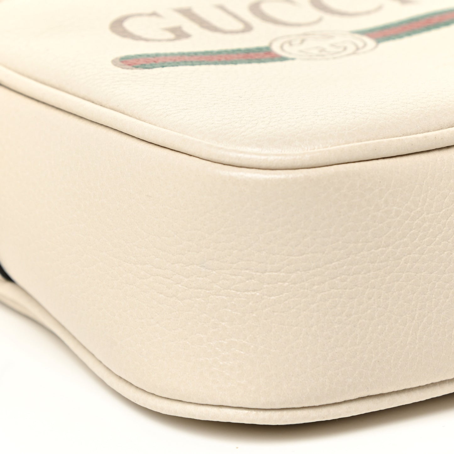 Grained Calfskin Mini Logo Messenger Bag White