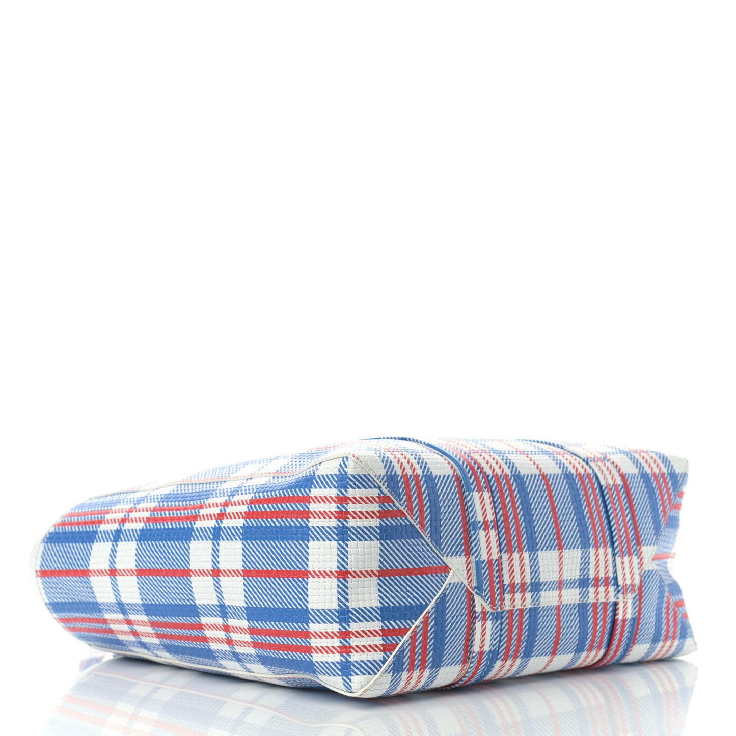 Calfskin Check Print Embossed Medium Barbes East West Shopper Cobalt Blue