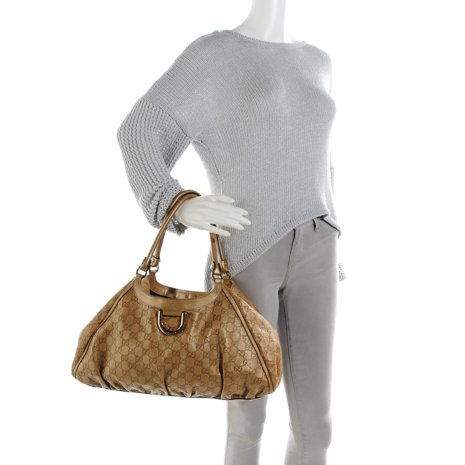 Gucci Guccissima Large D Gold Shoulder Bag Off Gold 2 of 7