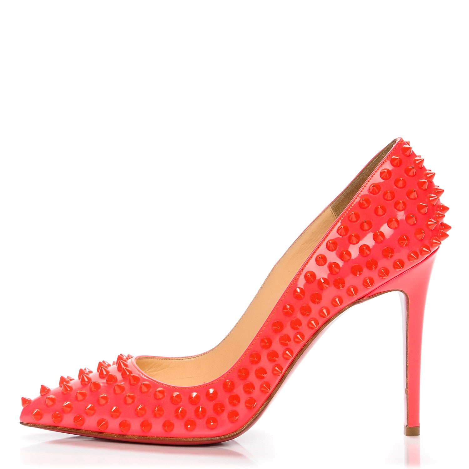 Christian Louboutin Patent Pigalle Spikes 100 Pumps 39.5 Fluo Rose Paris 1 of 10