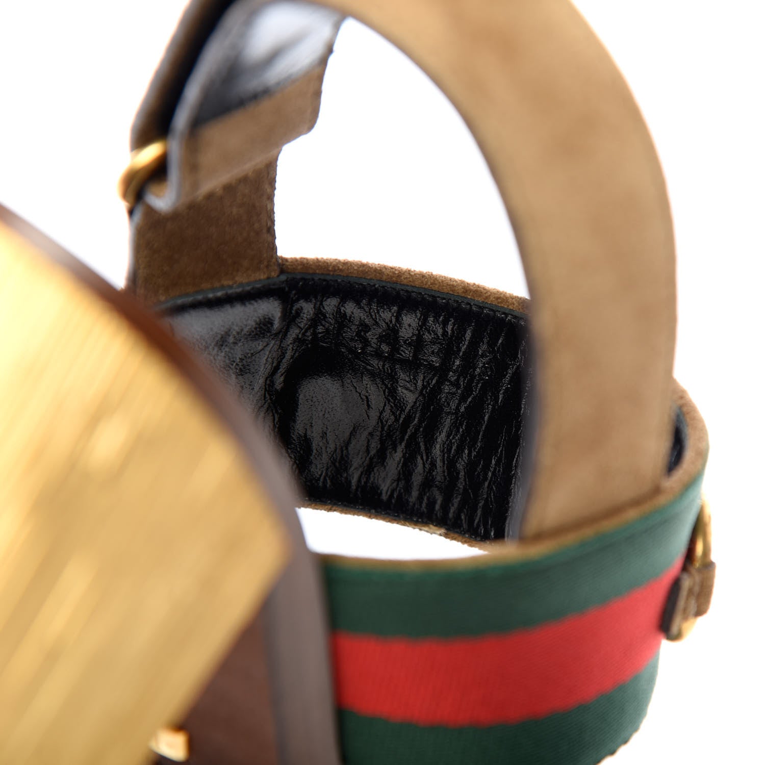 Gucci Suede Querelle Web Sandals 37.5 Marron Glace 10 of 11