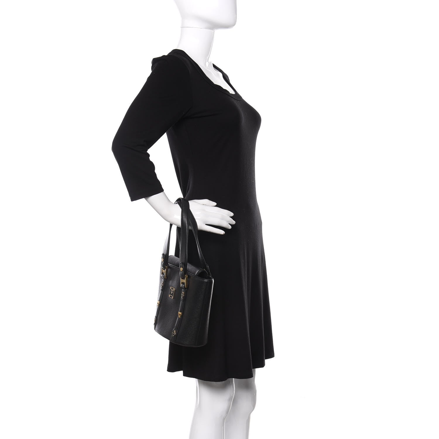 MCM Grained Calfskin Mini Tote Black 2 of 9