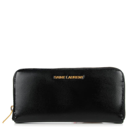 Saint Laurent Patent Grain De Poudre Classic Letters Zip Around Wallet Black 1 of 6