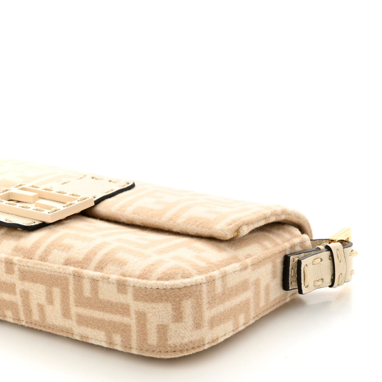 Fendi Wool Cuoio Romano Selleria FF 1974 Baguette 1997 Beige Cammello Camelia 10 of 10