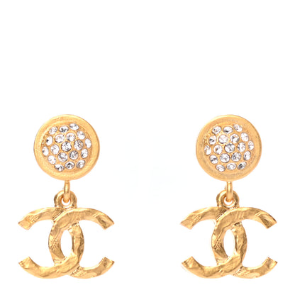 Chanel Crystal CC Drop Earrings Gold 1 of 4
