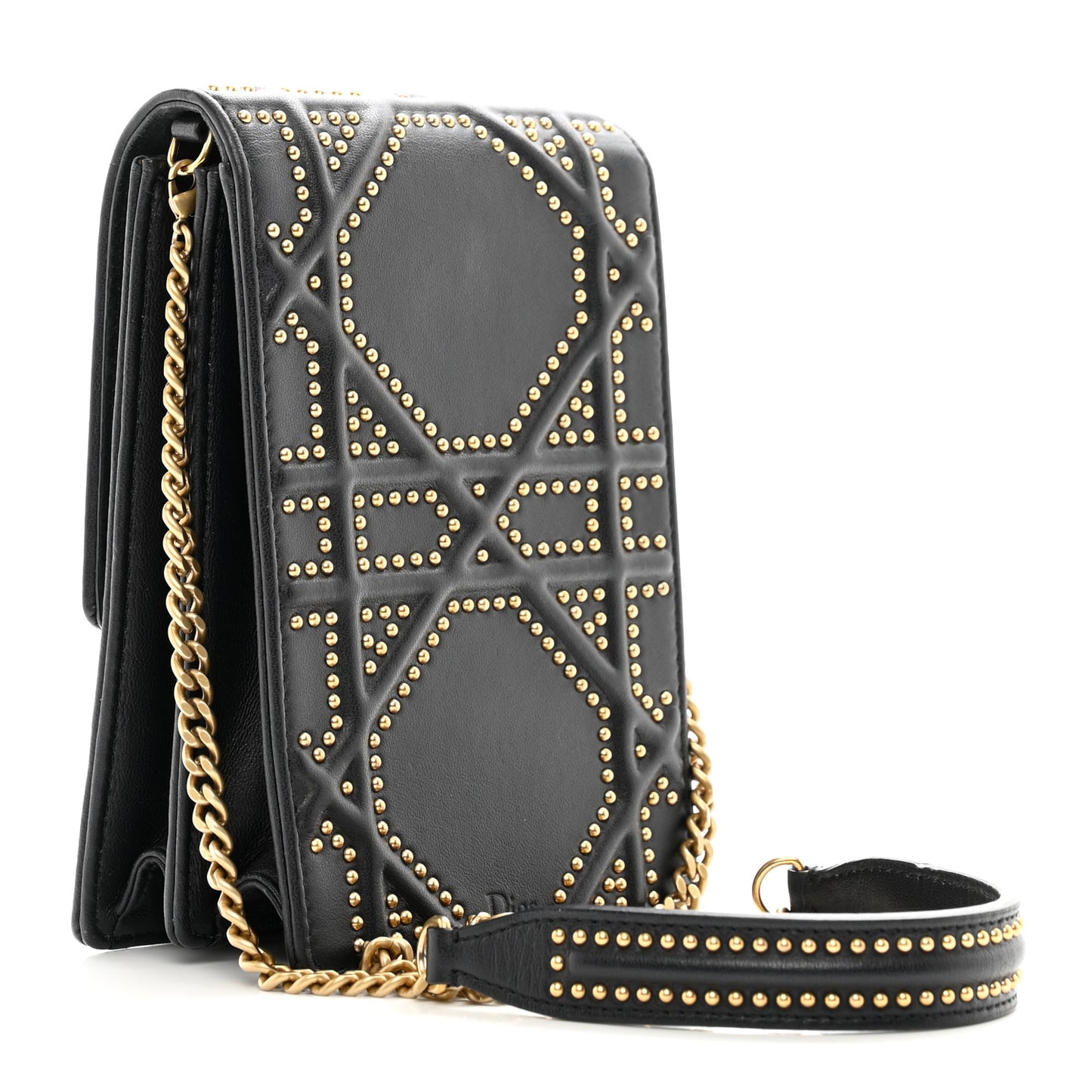 Lambskin Studded Vertical Diorama Black