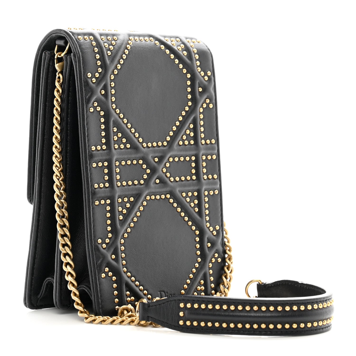 Christian Dior Lambskin Studded Vertical Diorama Black 3 of 10