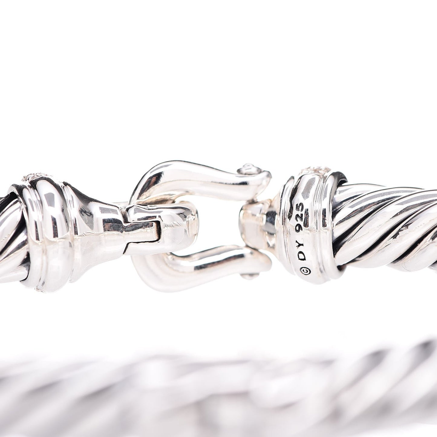 Sterling Silver Diamond 8.5mm Cable Buckle Bracelet