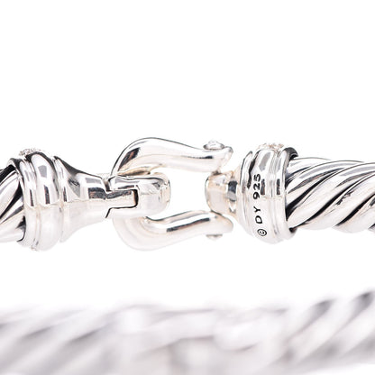 David Yurman Sterling Silver Diamond 8.5mm Cable Buckle Bracelet 5 of 5
