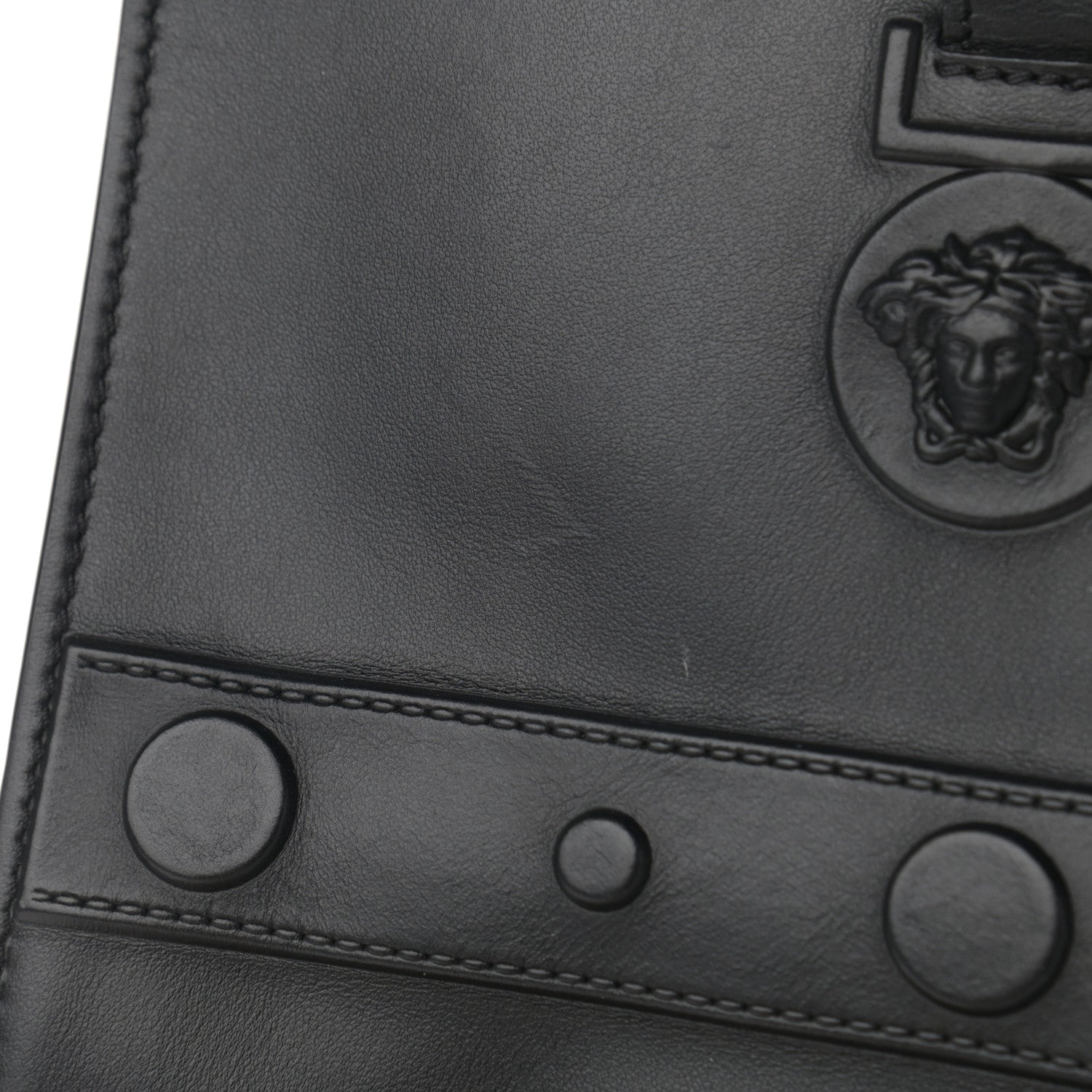 Versace Calfskin Medusa Stud Tribute Tote Black 11 of 12