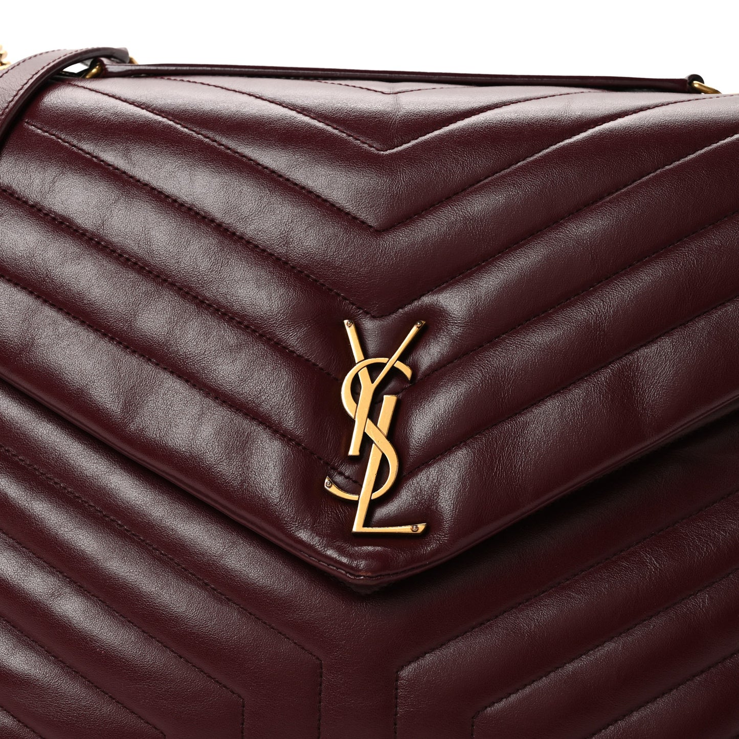 Calfskin Y Quilted Monogram Large Loulou Chain Satchel Rouge Legion