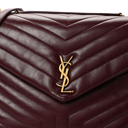 Saint Laurent Calfskin Y Quilted Monogram Large Loulou Chain Satchel Rouge Legion 8 of 10