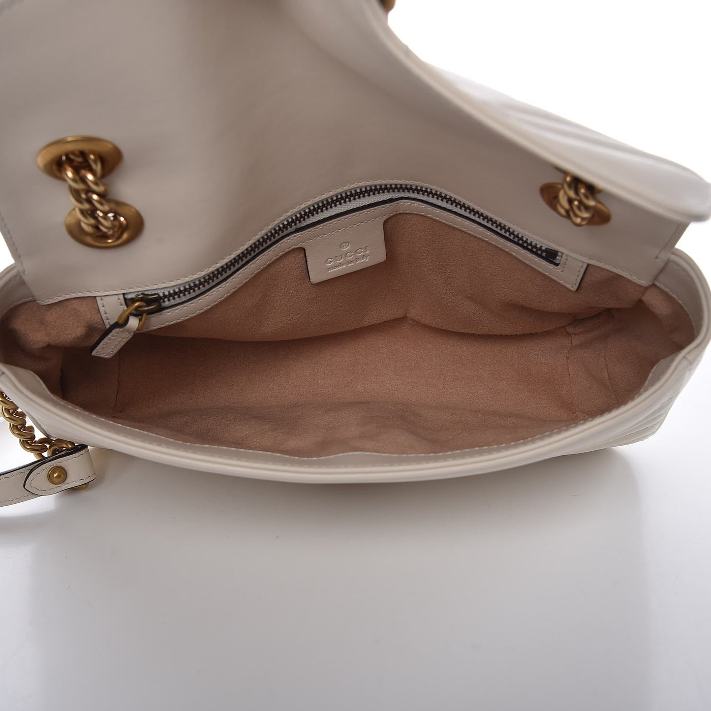 Calfskin Matelasse Small GG Marmont Shoulder Bag White